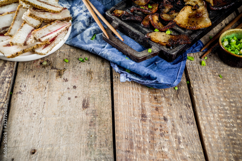 Half-Glazed Korean Pork Belly with Scallion and Sesame