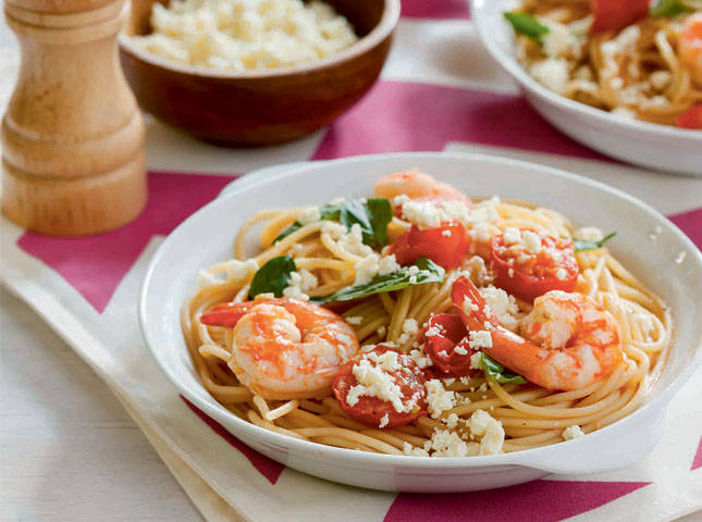 One-Pot Tomato Basil Pasta with Shrimp