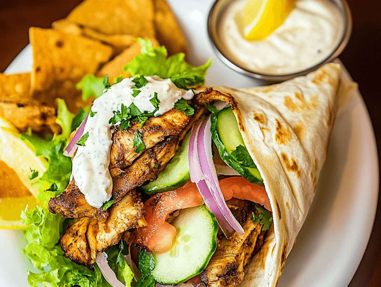 Sumac-Spiced Chicken Shawarma Wraps with Garlic Yogurt Sauce