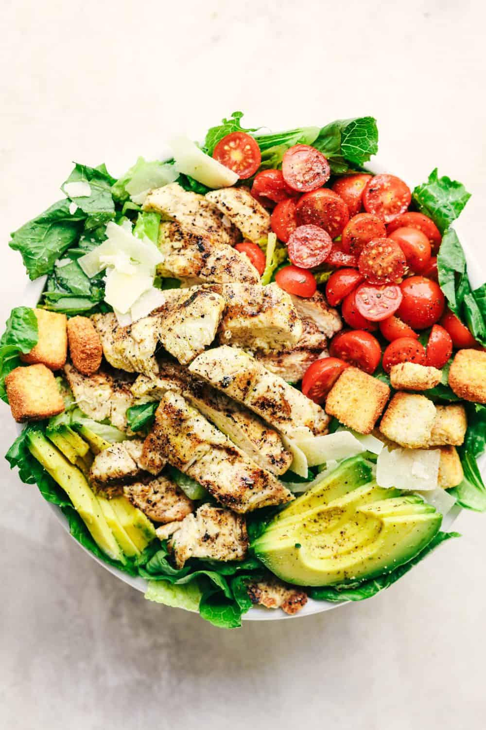 Mediterranean-Style Cauliflower Rice Salad with Grilled Chicken and Avocado