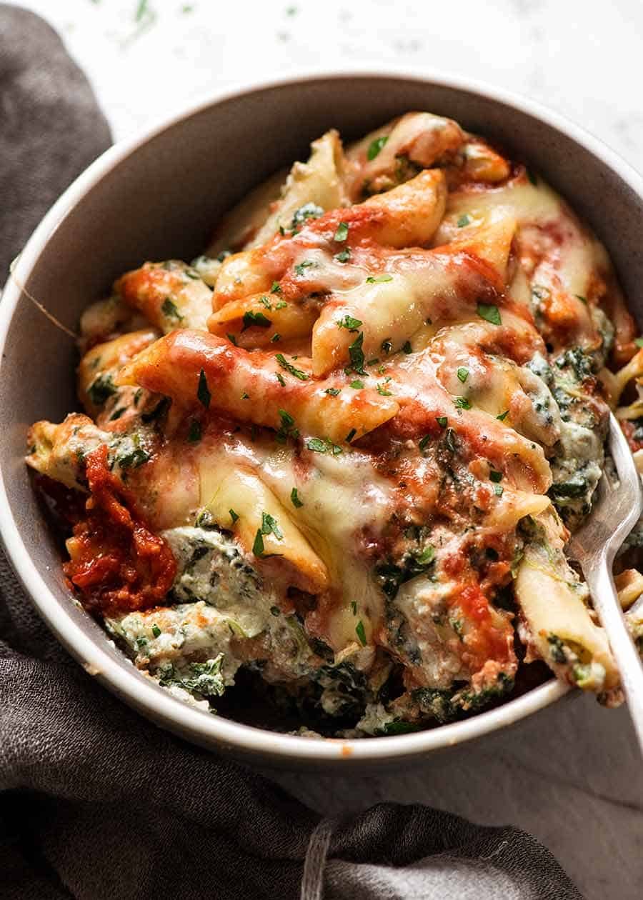 Baked Penne Pasta with Spinach and Ricotta