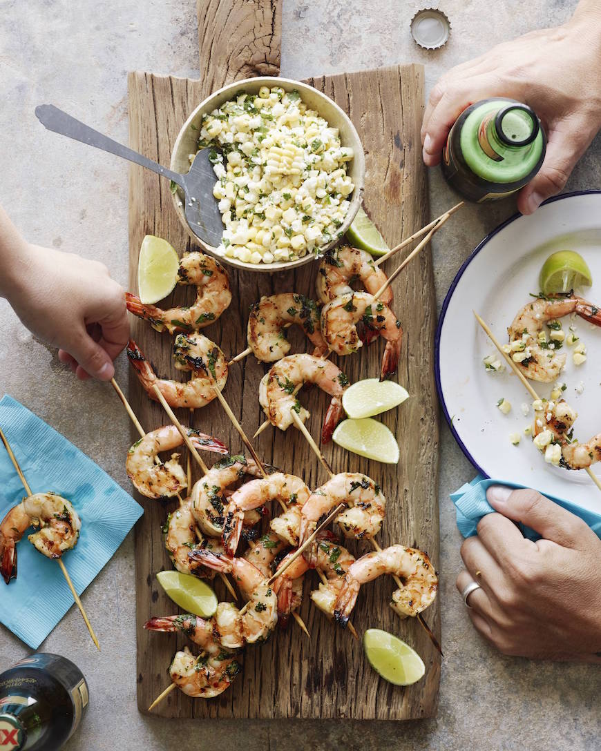 Citrus-Marinated Shrimp Skewers with Charred Corn Salsa