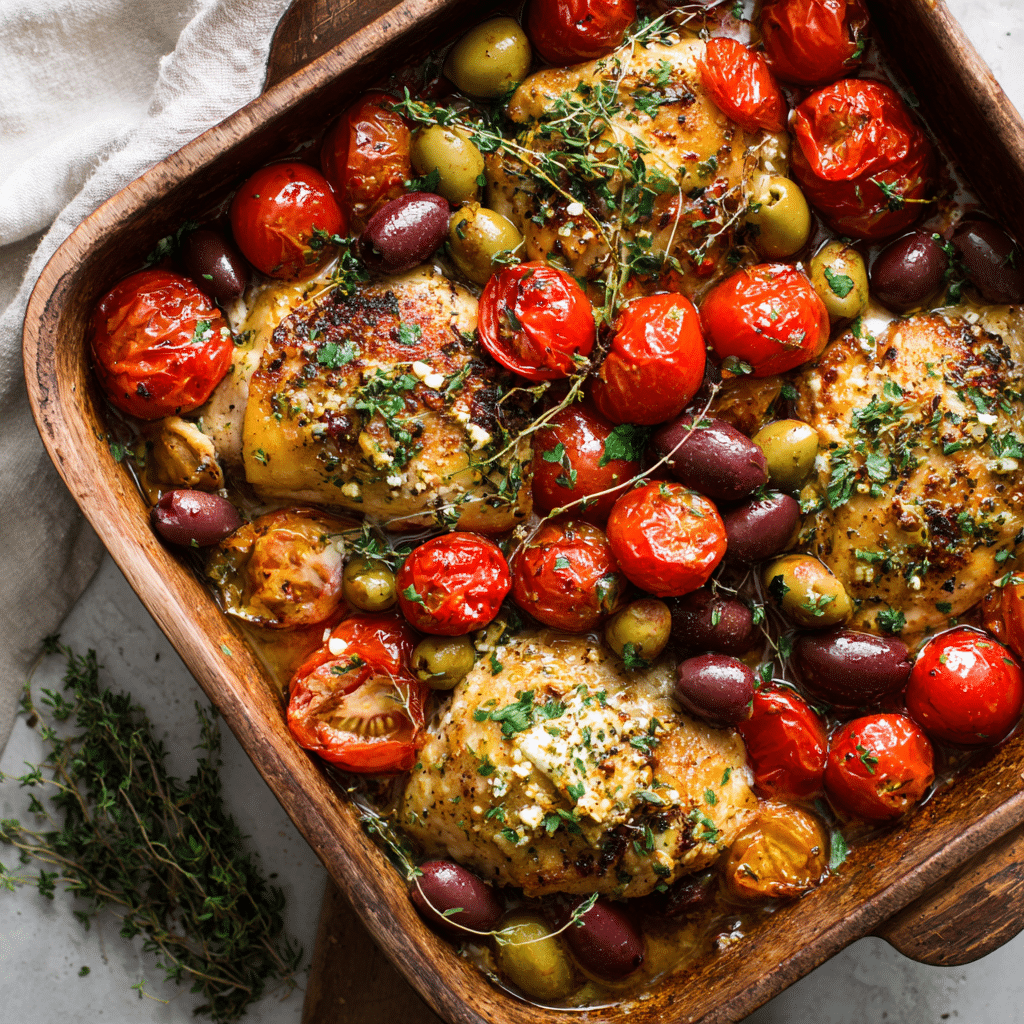 Baked Mediterranean Chicken with Olives and Tomatoes