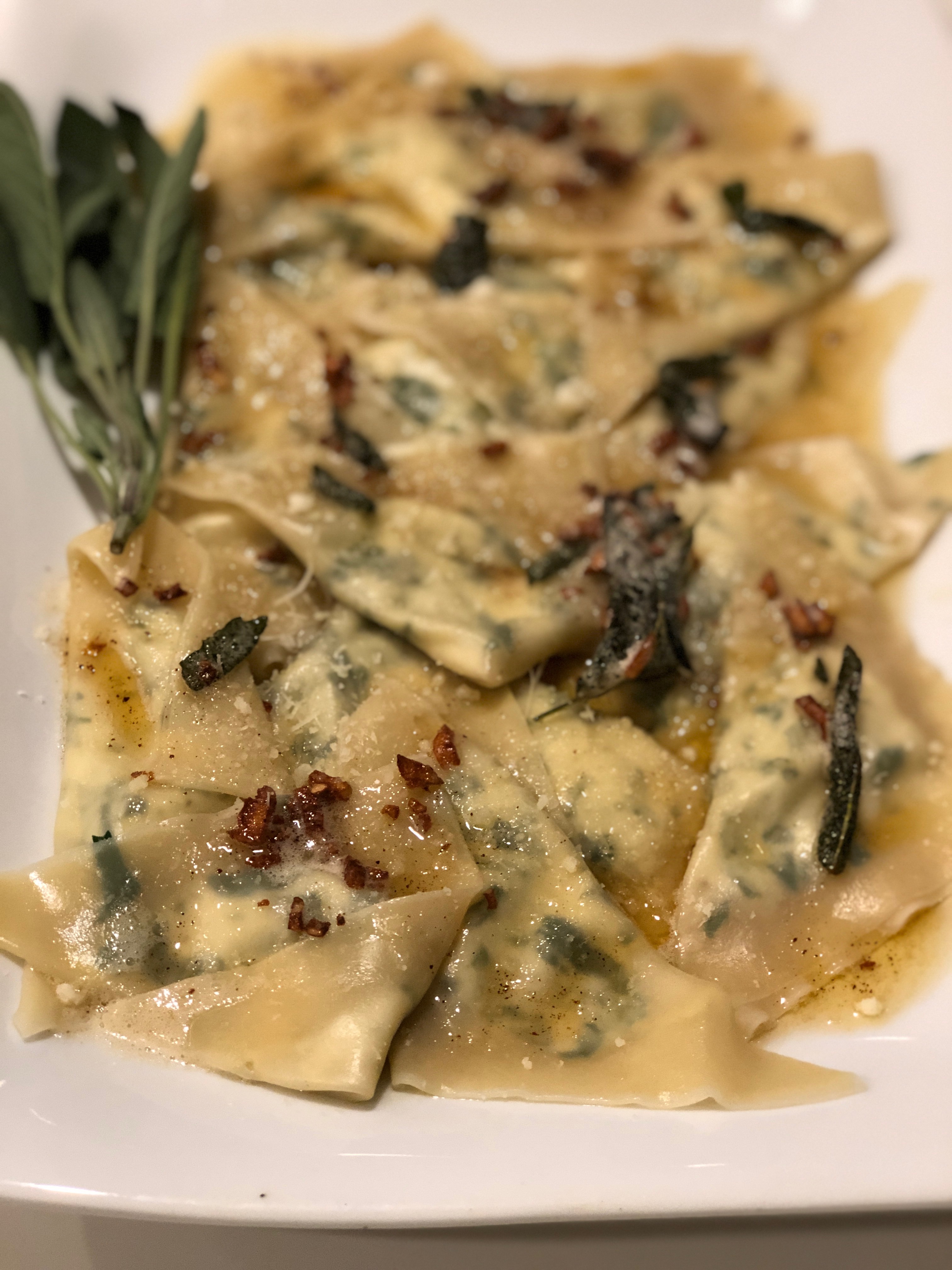 Homemade Spinach and Ricotta Ravioli with Sage Butter