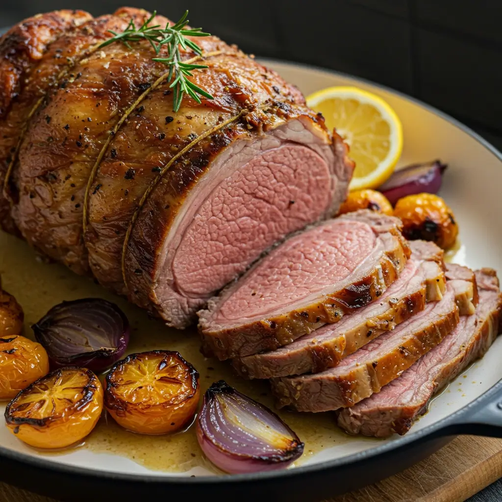 Spice-Rubbed Roast Lamb with Herb Sauce