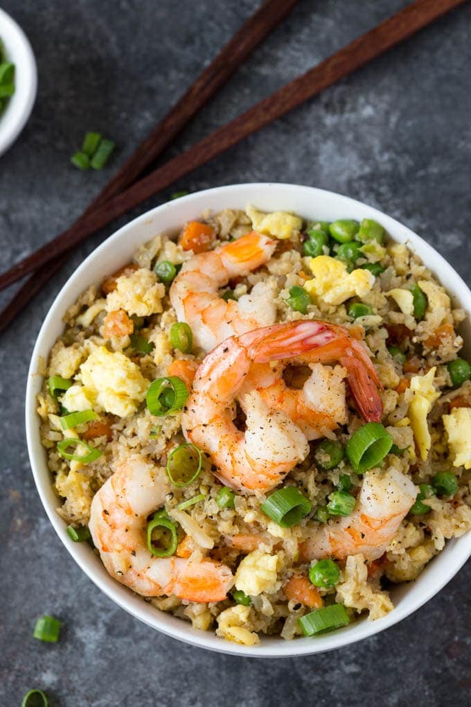 Low-Carb Cauliflower Fried Rice with Shrimp
