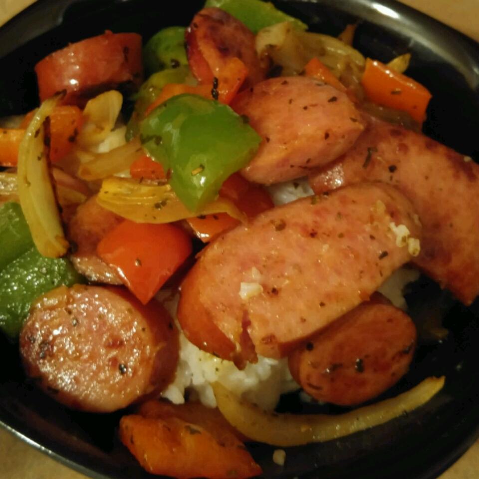 Grilled Smoked Sausage and Peppers with Mustard Vinaigrette