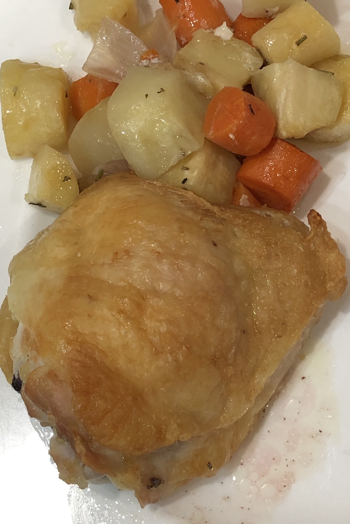 Herb-Roasted Chicken Thighs with Garlic and Root Vegetables