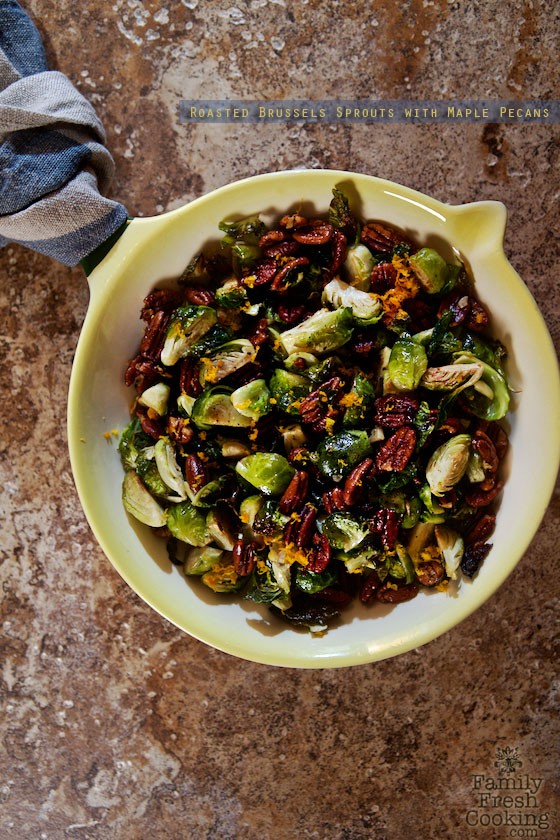 Maple-Glazed Roasted Brussels Sprouts with Pecans