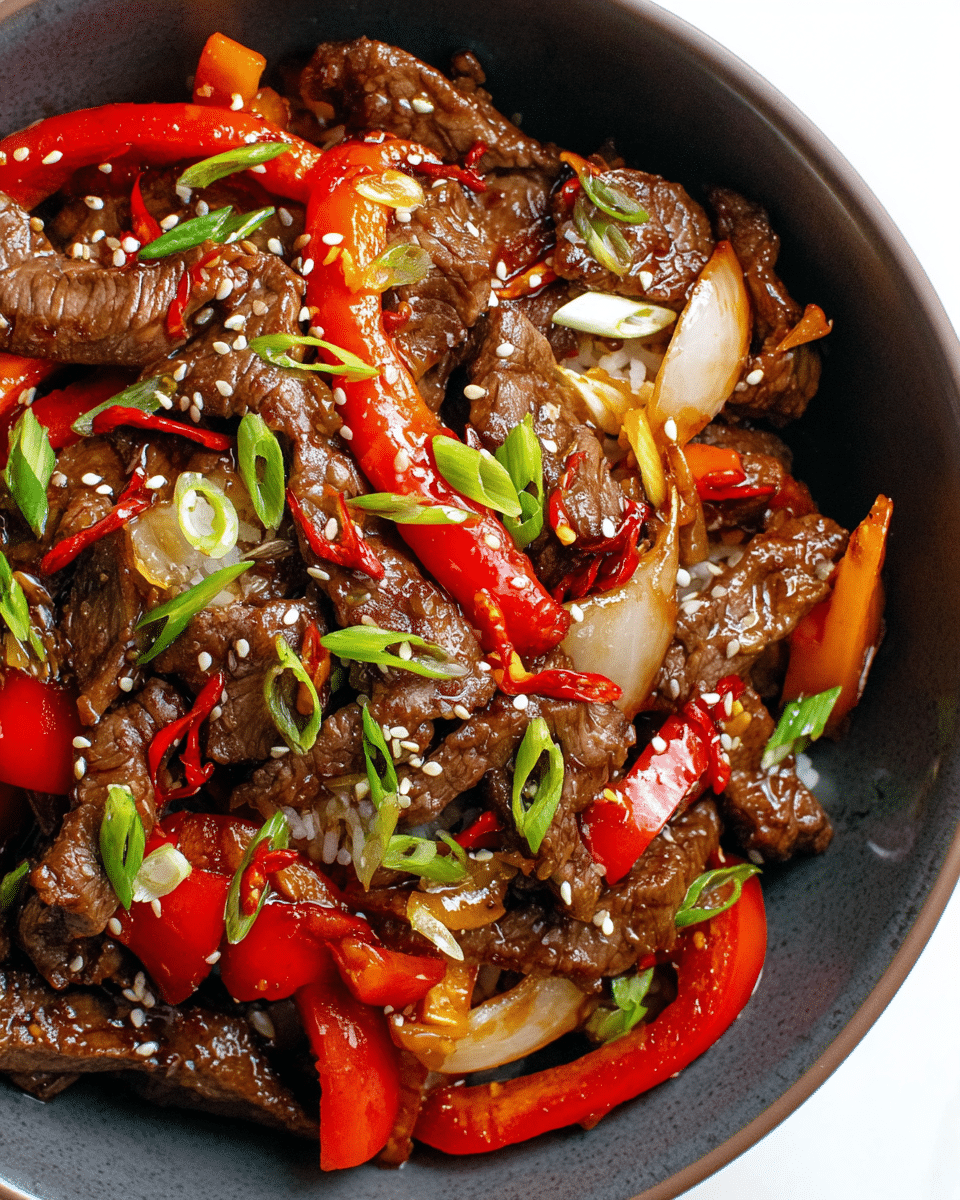 Spicy Szechuan Stir-Fried Beef with Peppers