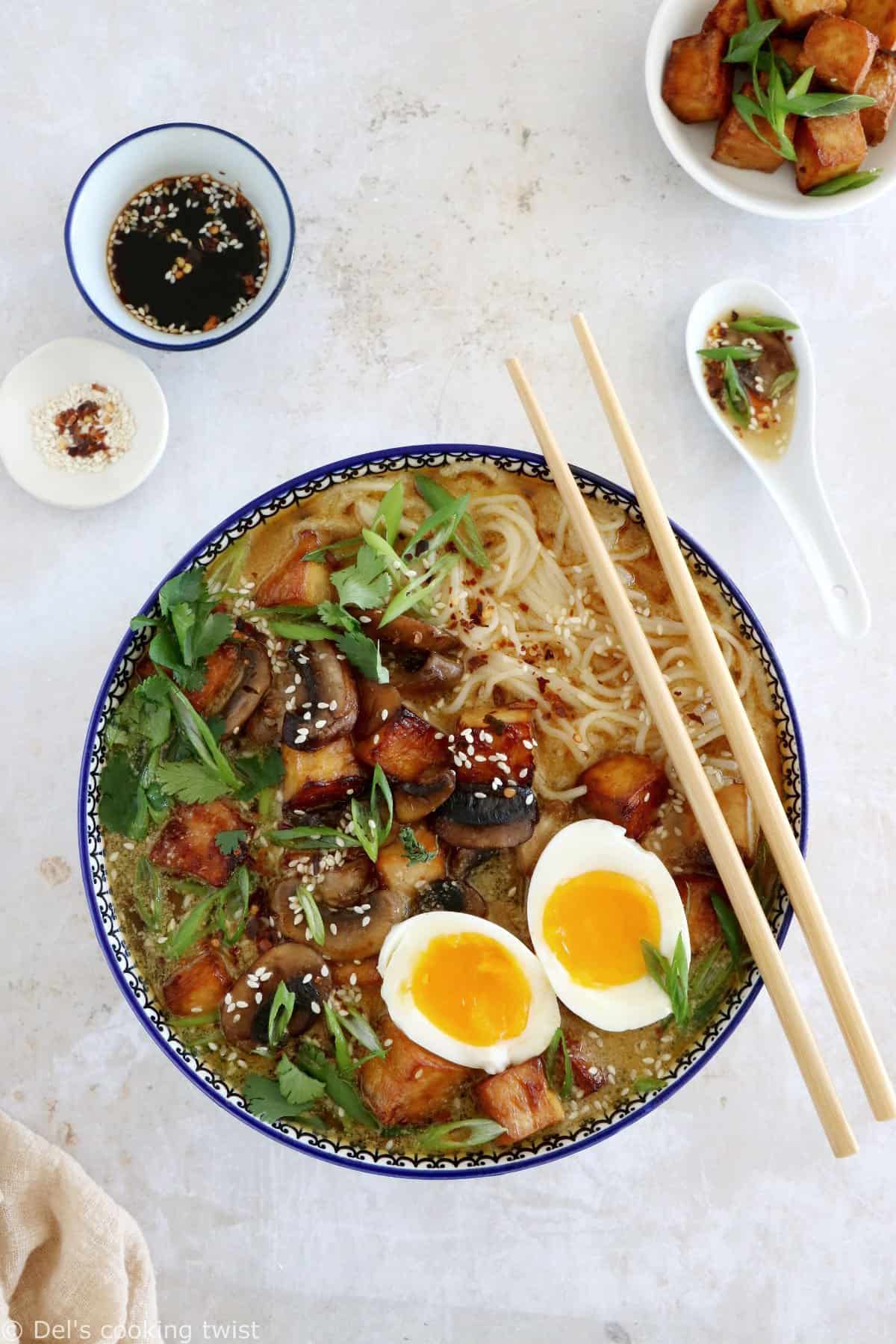 Soft-Boiled Egg and Scallion Ramen with Miso Broth