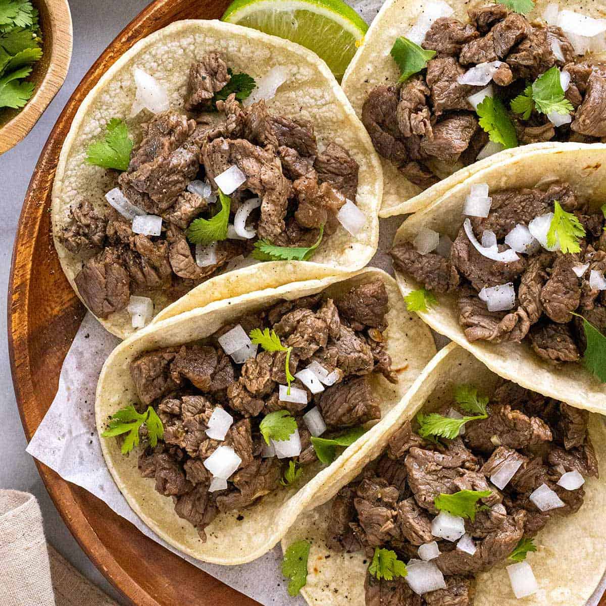High-Stacked Layered Mexican Street Tacos with Grilled Pork