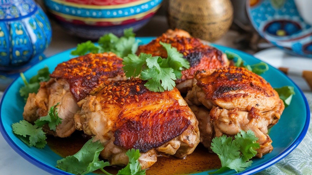 Berbere-Spiced Chicken Thighs with Tomato and Onion Sauce