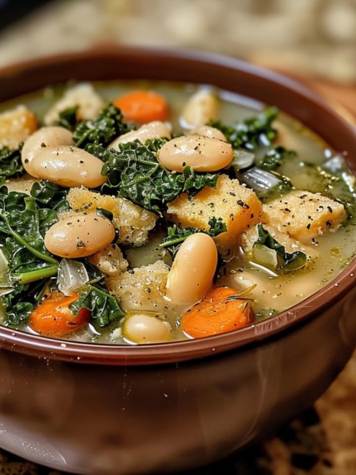 Homemade Rustic Italian White Bean and Kale Soup