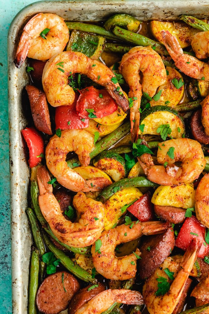 Sheet Pan Cajun-Spiced Shrimp and Vegetables