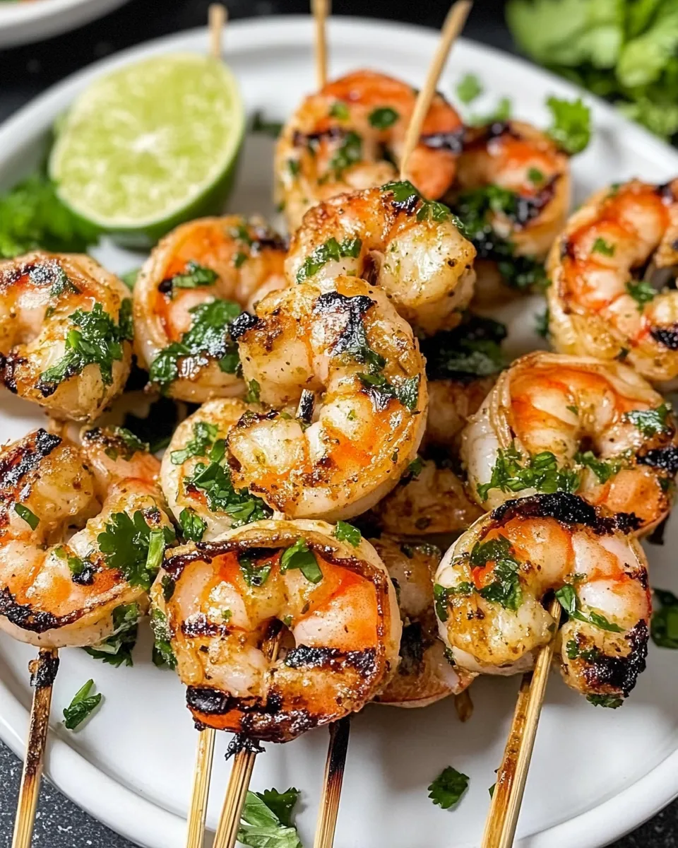 Grilled Chili-Lime Shrimp Skewers with Cilantro Yogurt Sauce