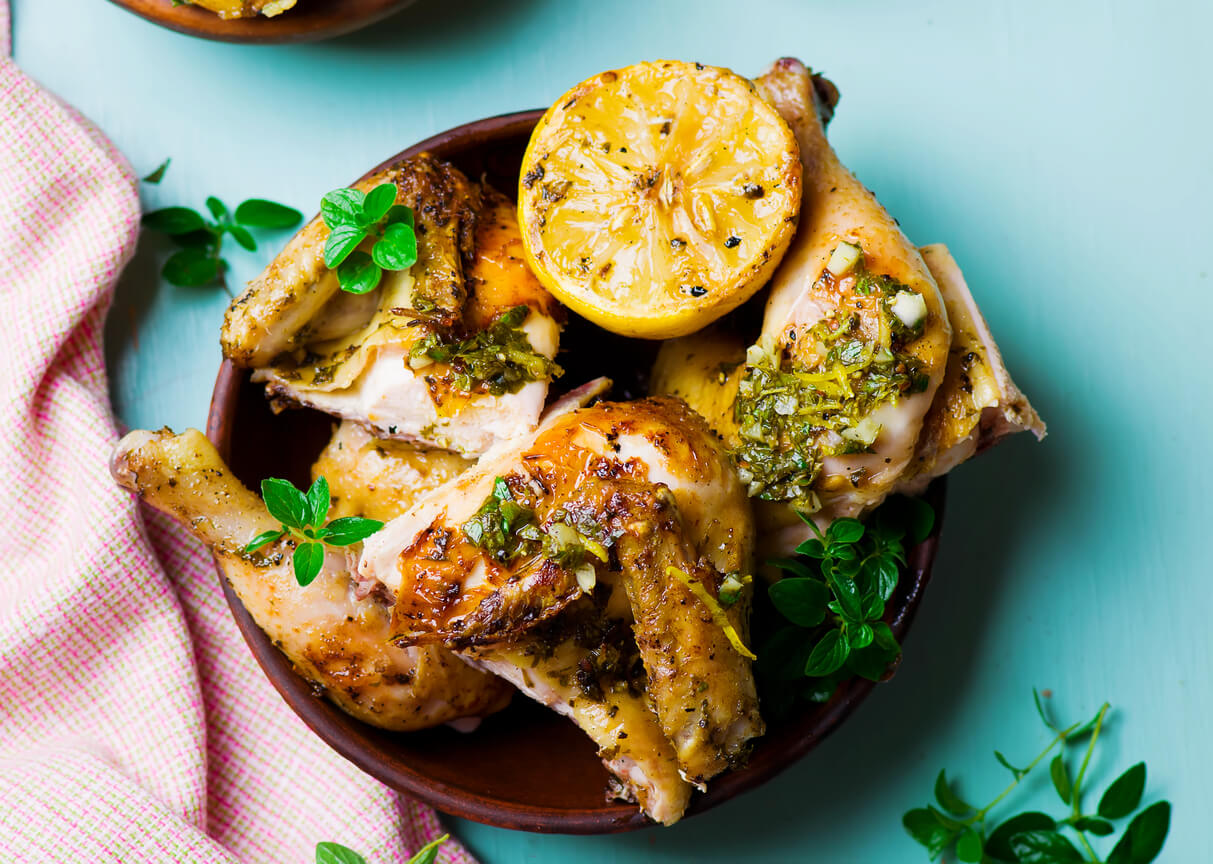 Lemon-Oregano Grilled Chicken with Tzatziki Sauce