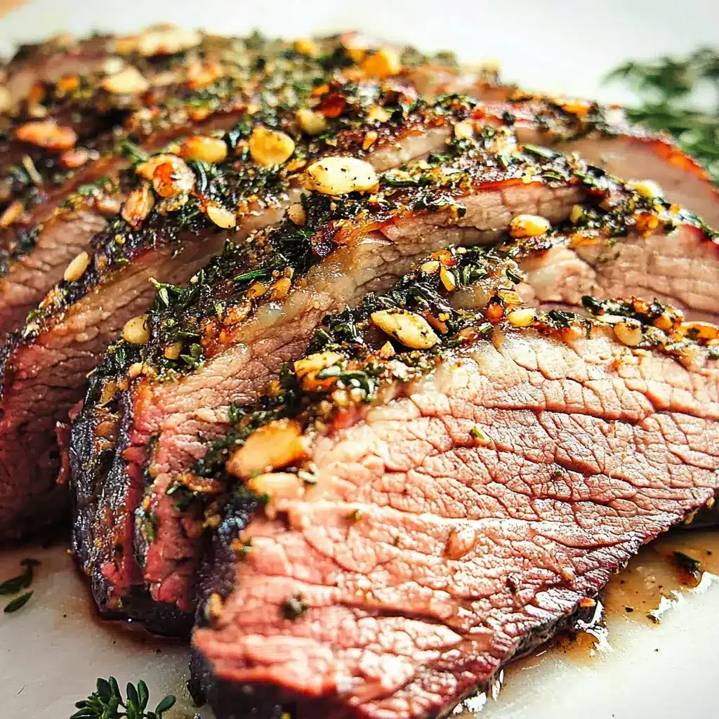 Baked Herb-Crusted Brisket with Onion and Garlic
