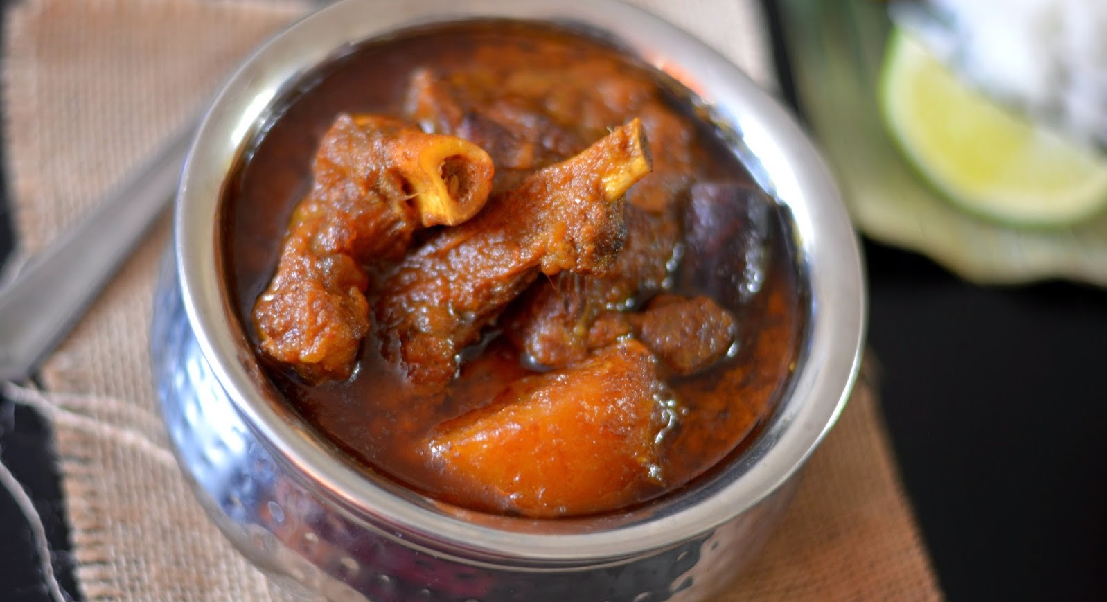 Slow-Cooked Bengali Mutton Curry with Garam Masala and Potatoes
