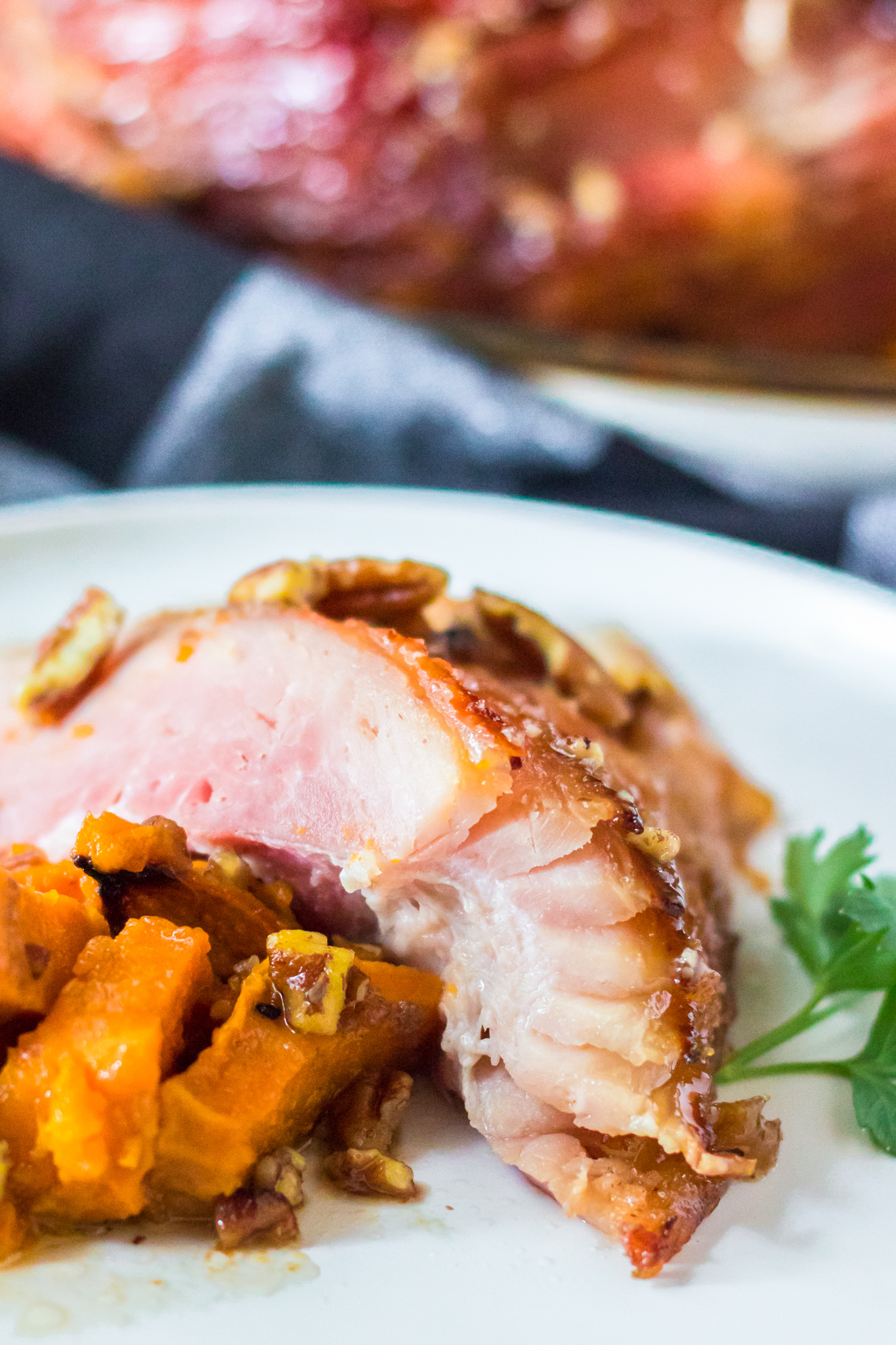 Sheet Pan Maple-Glazed Ham with Roasted Sweet Potatoes