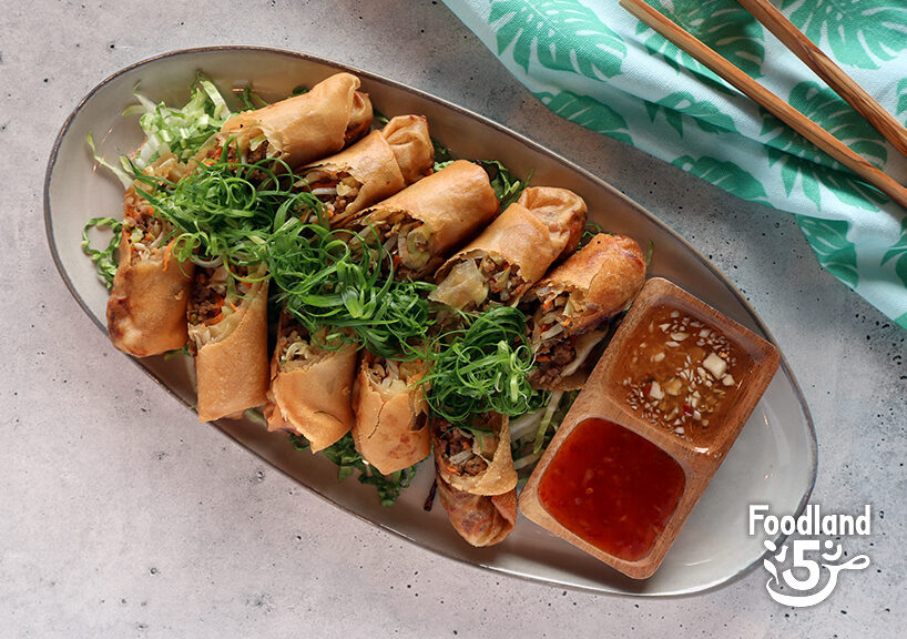 Pork and Vegetable Lumpia with Garlic Soy Dipping Sauce