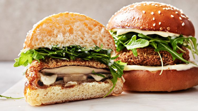 Three-Cheese Stuffed Portobello Mushroom Burgers