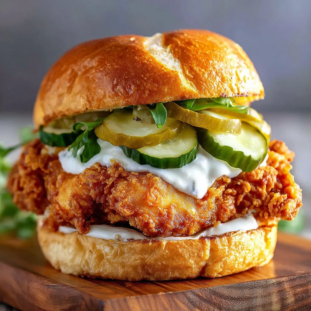 Crispy Chicken Sandwich with Tangy Mayo and Pickles