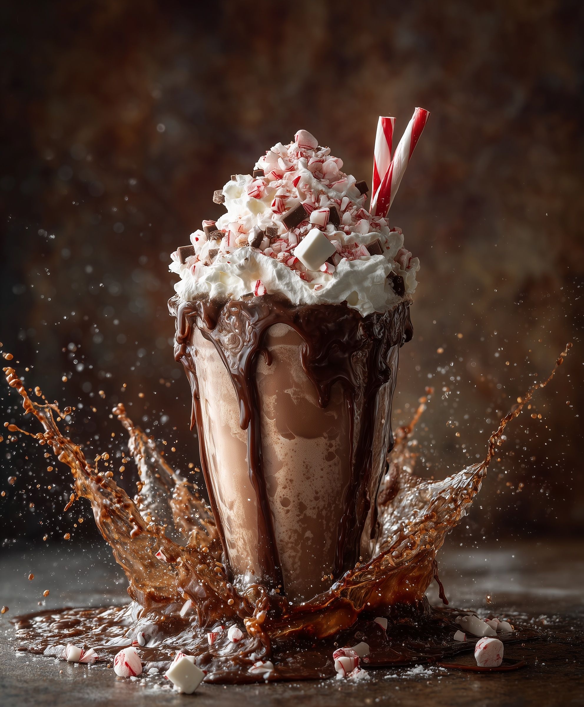 Whipped Chocolate Malt Shake with Whipped Cream and Cherry
