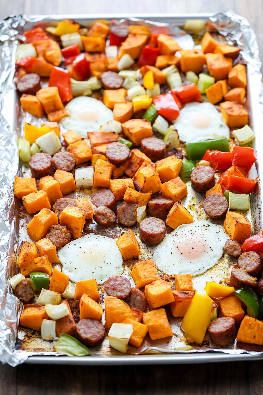Sheet Pan Breakfast Hash with Sweet Potato and Chorizo
