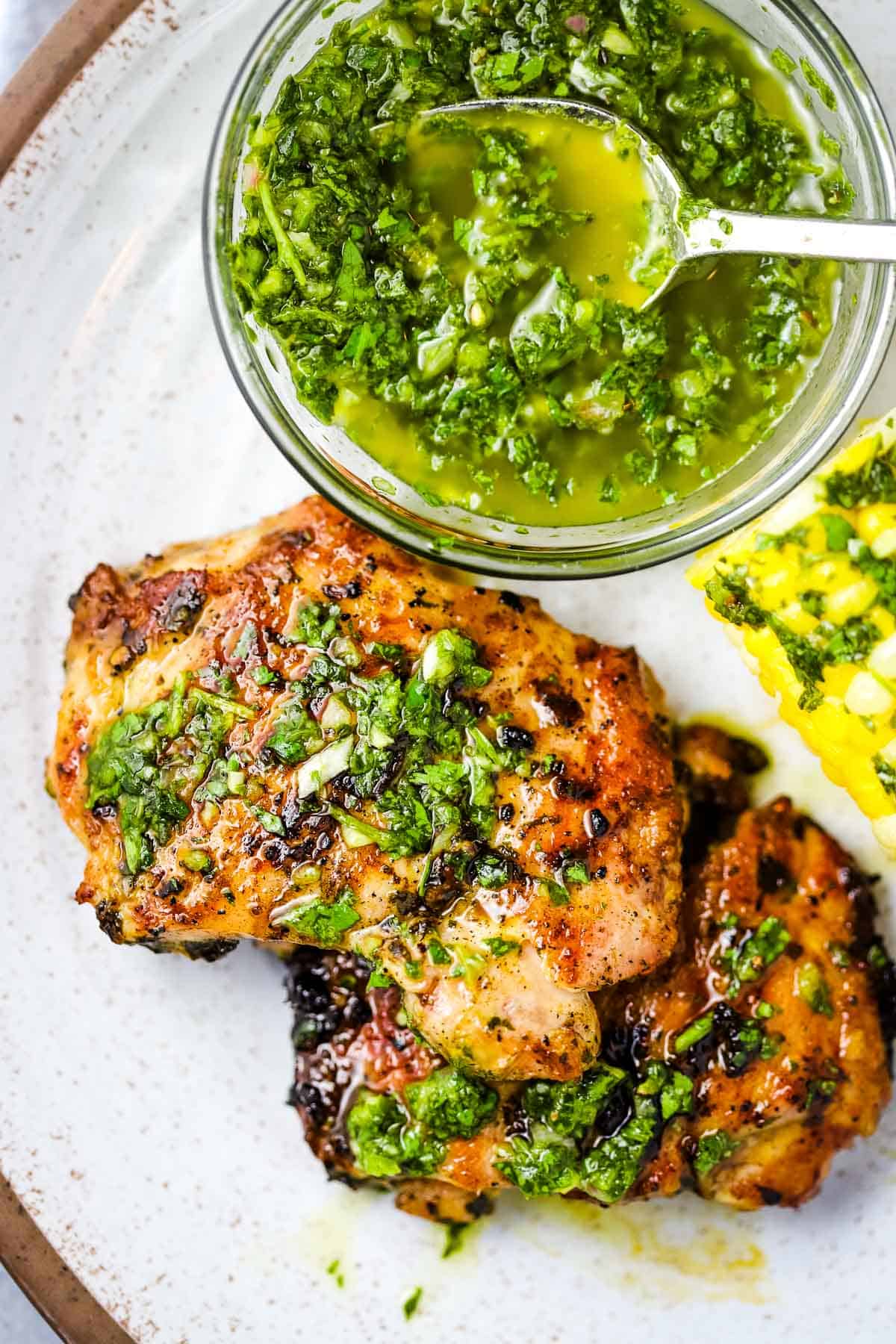 Grilled Citrus-Marinated Chicken Thighs with Herb Chimichurri