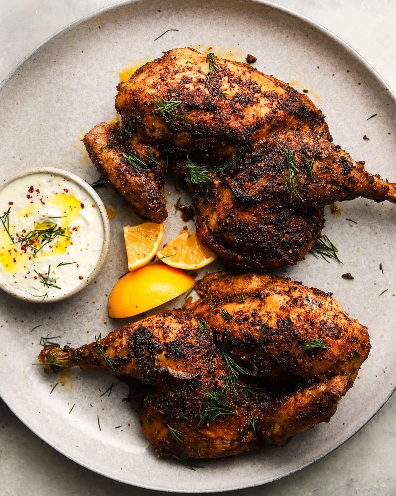 Sumac-Spiced Roasted Chicken with Tahini Yogurt Sauce