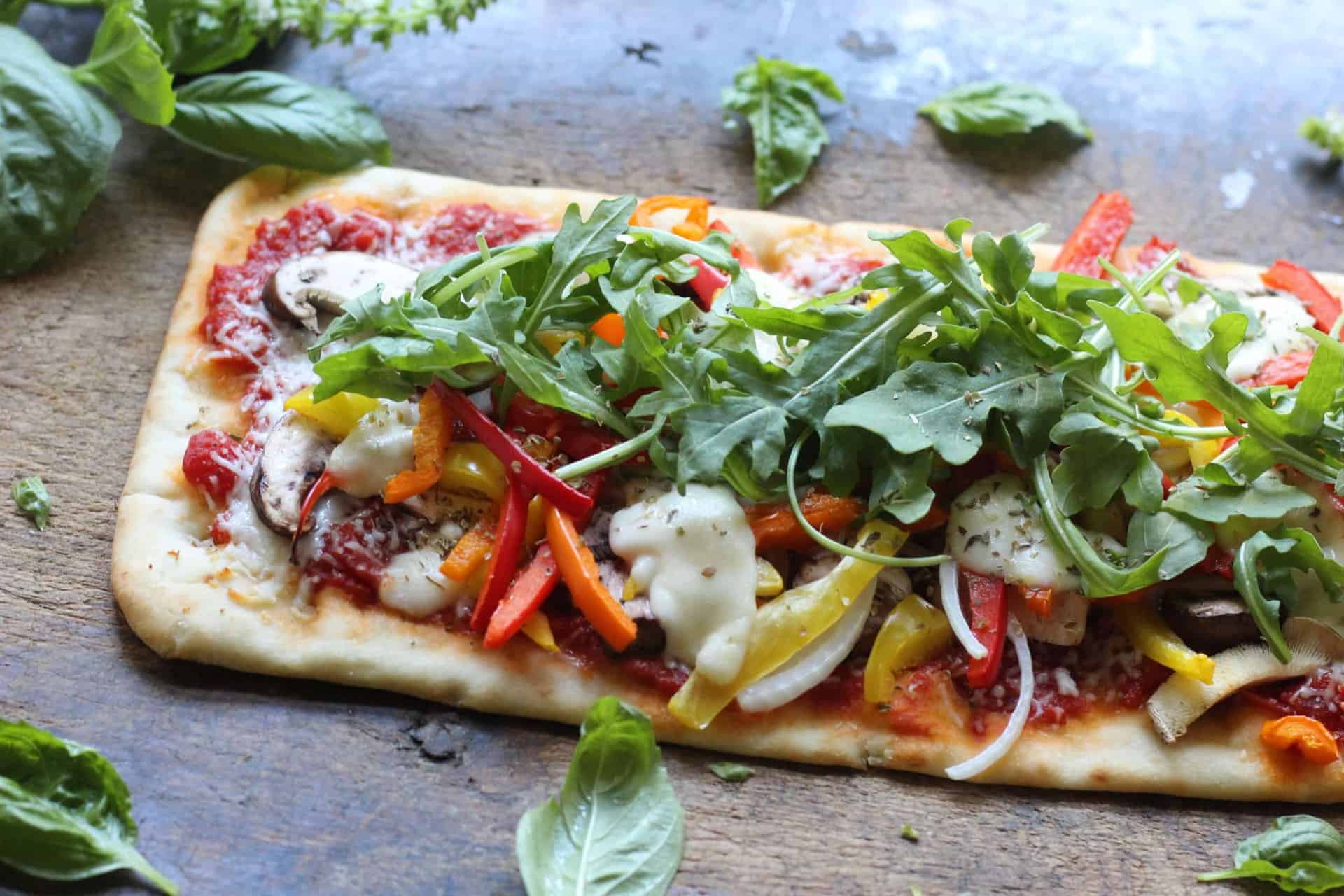 Grilled Mediterranean Hidden Veggie Flatbread Pizza