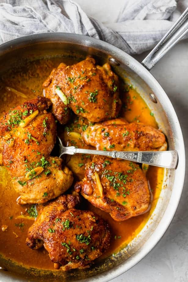 Pan-Seared Chicken Thighs with Garlic and Thyme Pan Sauce