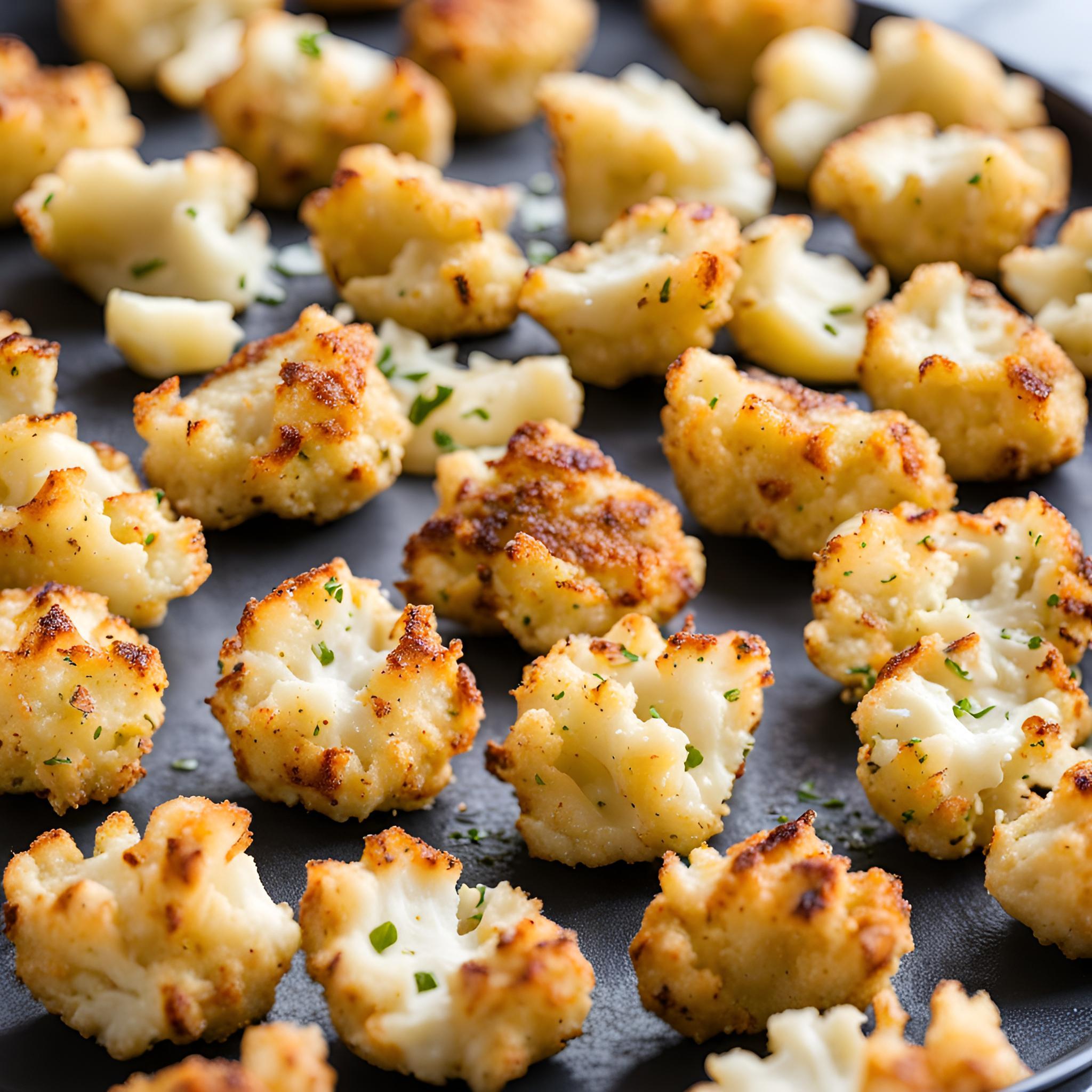 Creamy Parmesan Crusted Cauliflower Bites