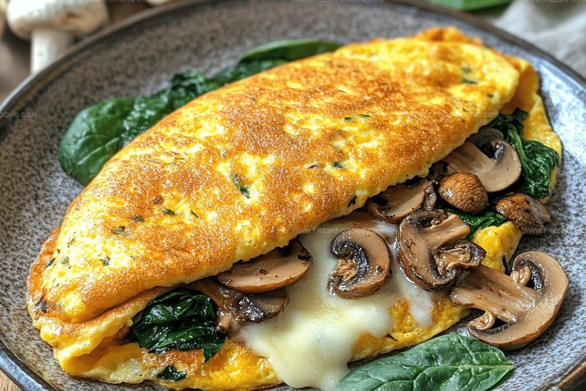 Sautéed Mushroom and Spinach Omelette with Goat Cheese
