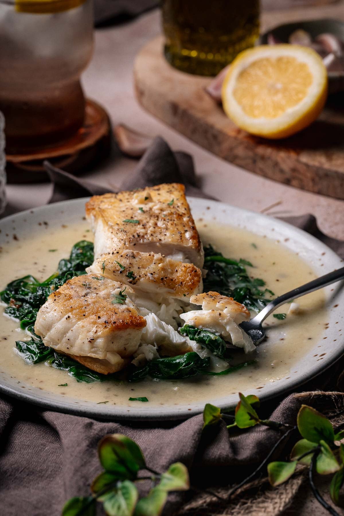 Pan-Seared Half-Halibut with Lemon Butter Sauce