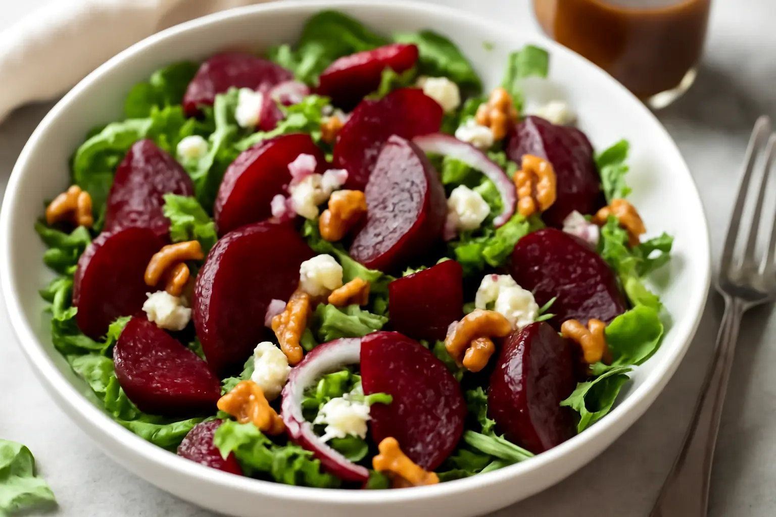 Roasted Beet and Heirloom Carrot Salad with Goat Cheese and Walnut Vinaigrette