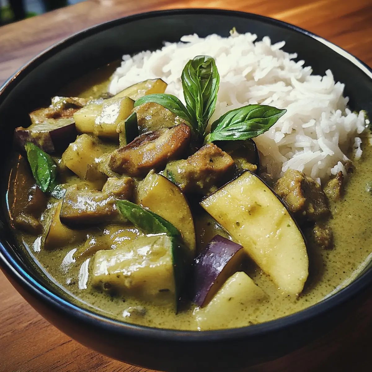 Organic Thai Green Curry with Bamboo Shoots and Eggplant