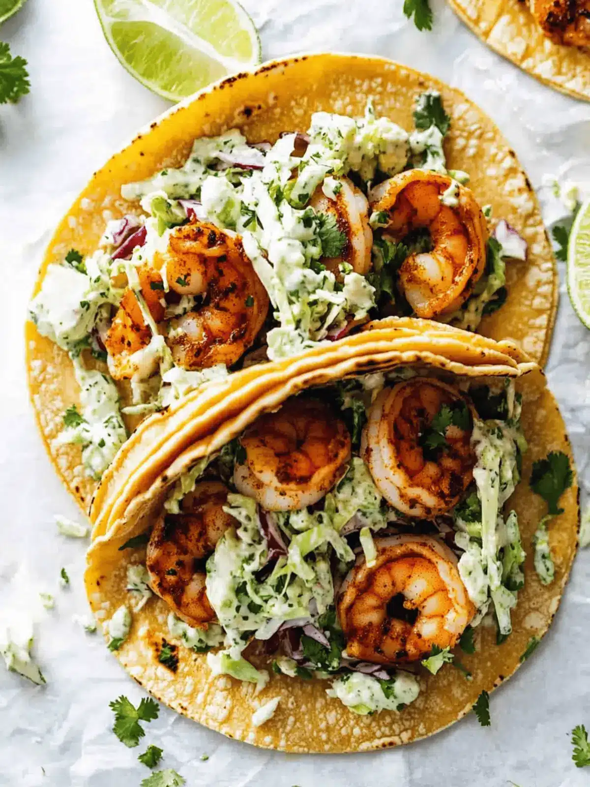 Spicy Lime and Mango Shrimp Tacos with Cilantro Slaw