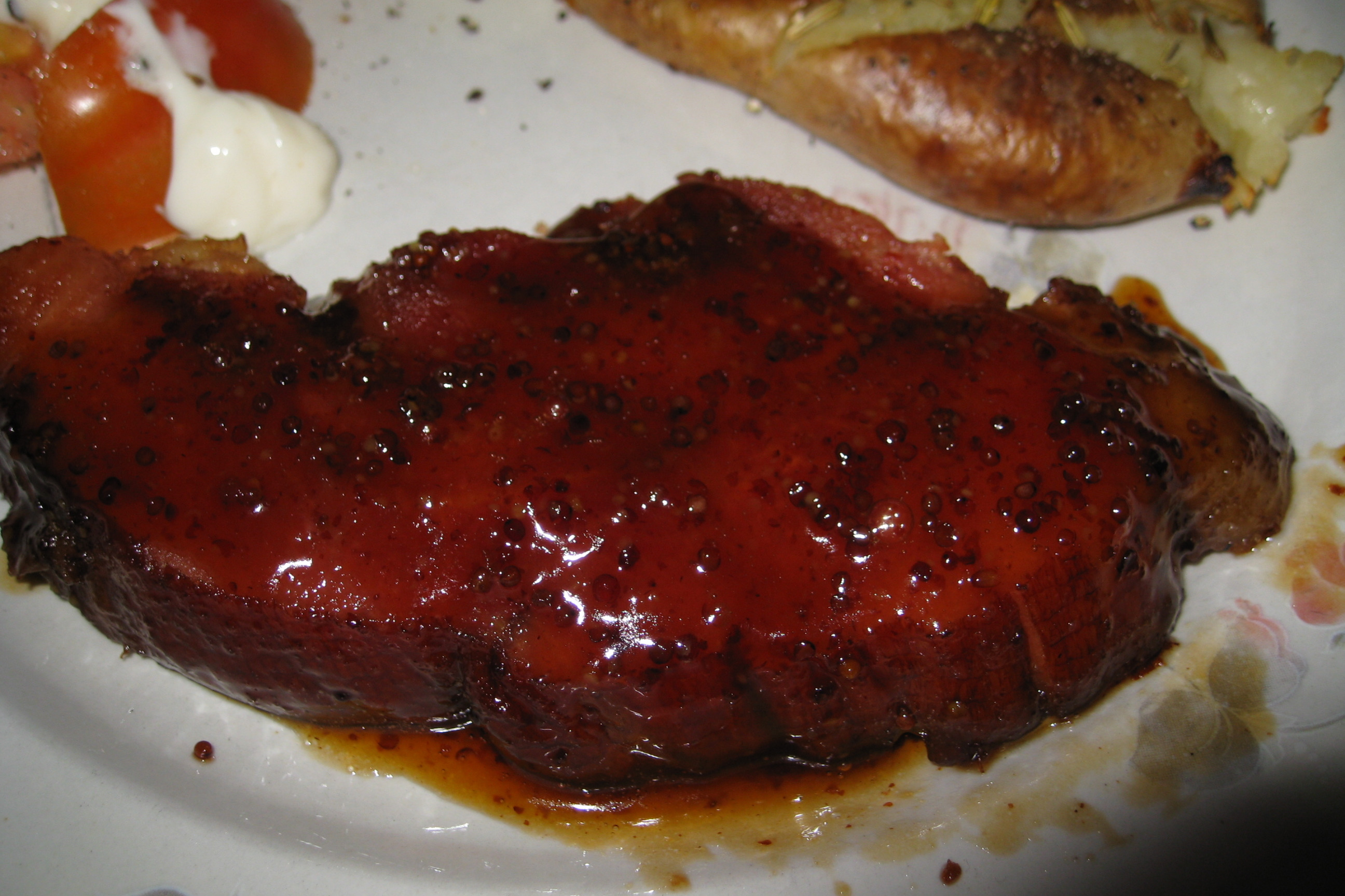Maple-Glazed Ham Steaks with Mustard and Brown Sugar