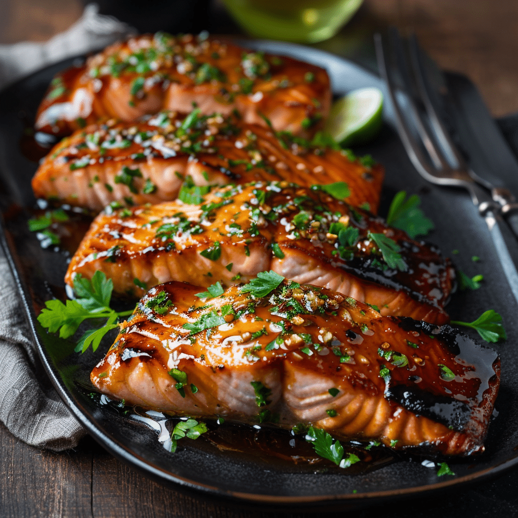 Honey-Garlic Glazed Salmon with Sesame Greens