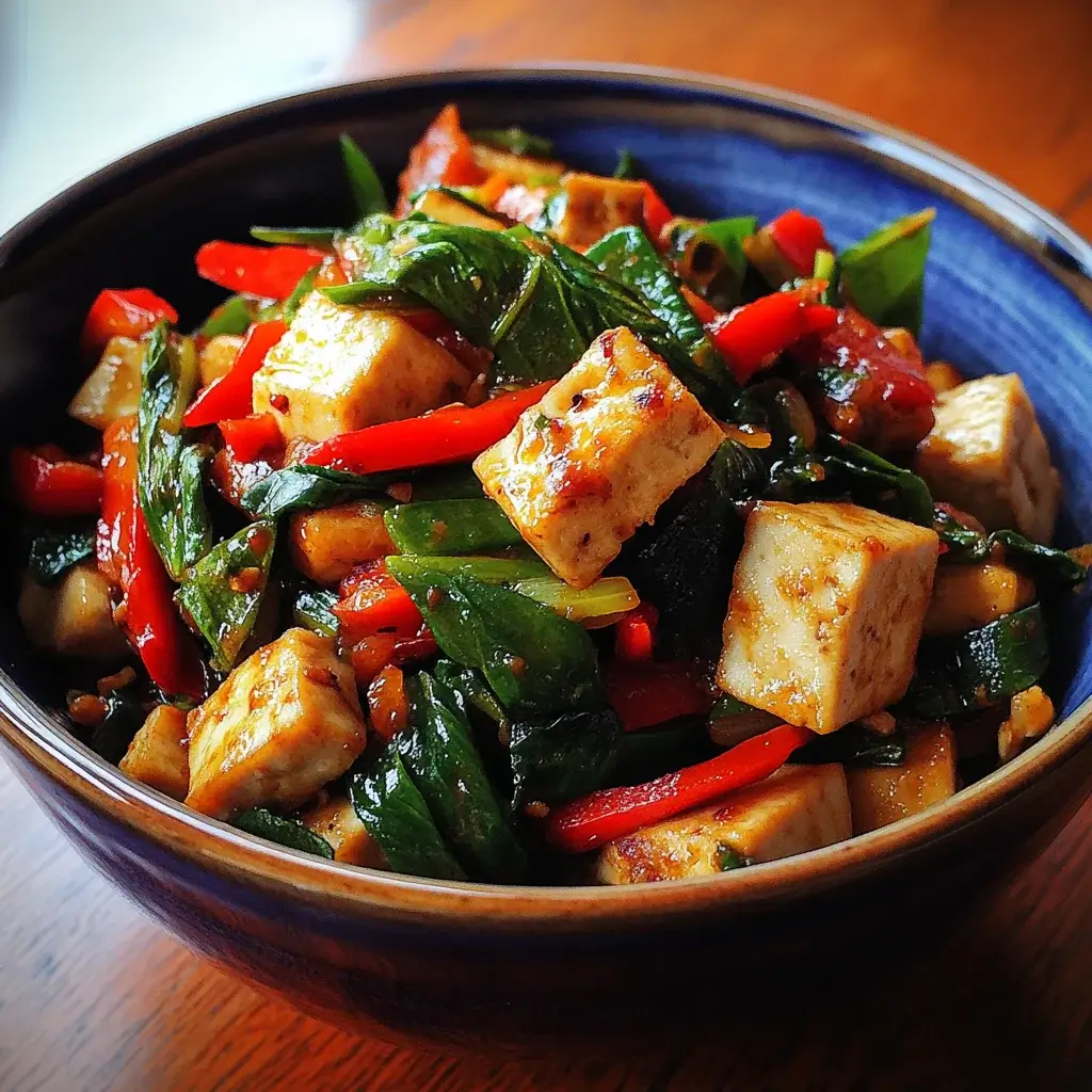 Organic Basil Stir-Fry with Tofu and Thai Chilies