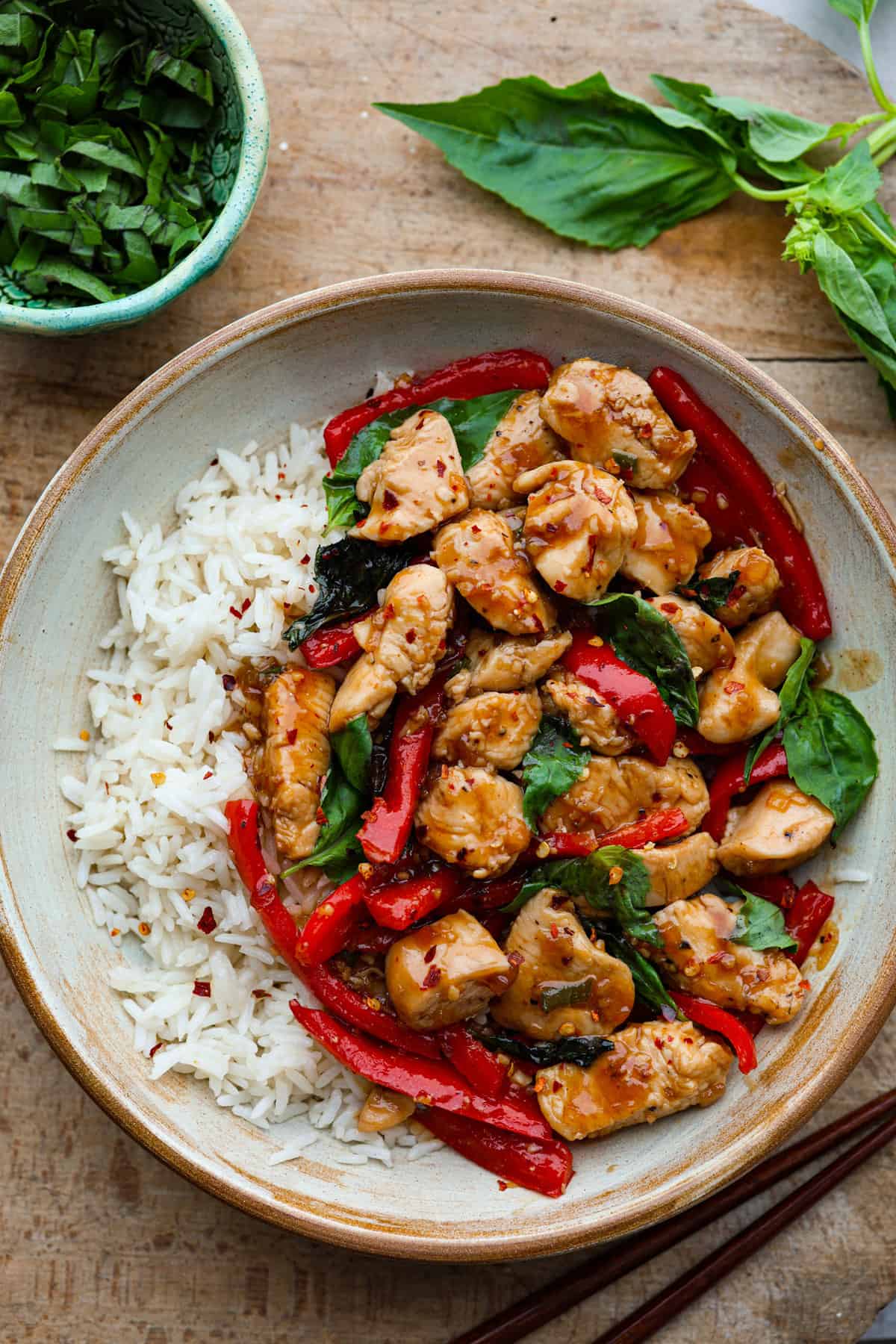 Pan-Seared Organic Chicken with Thai Basil and Chili Sauce
