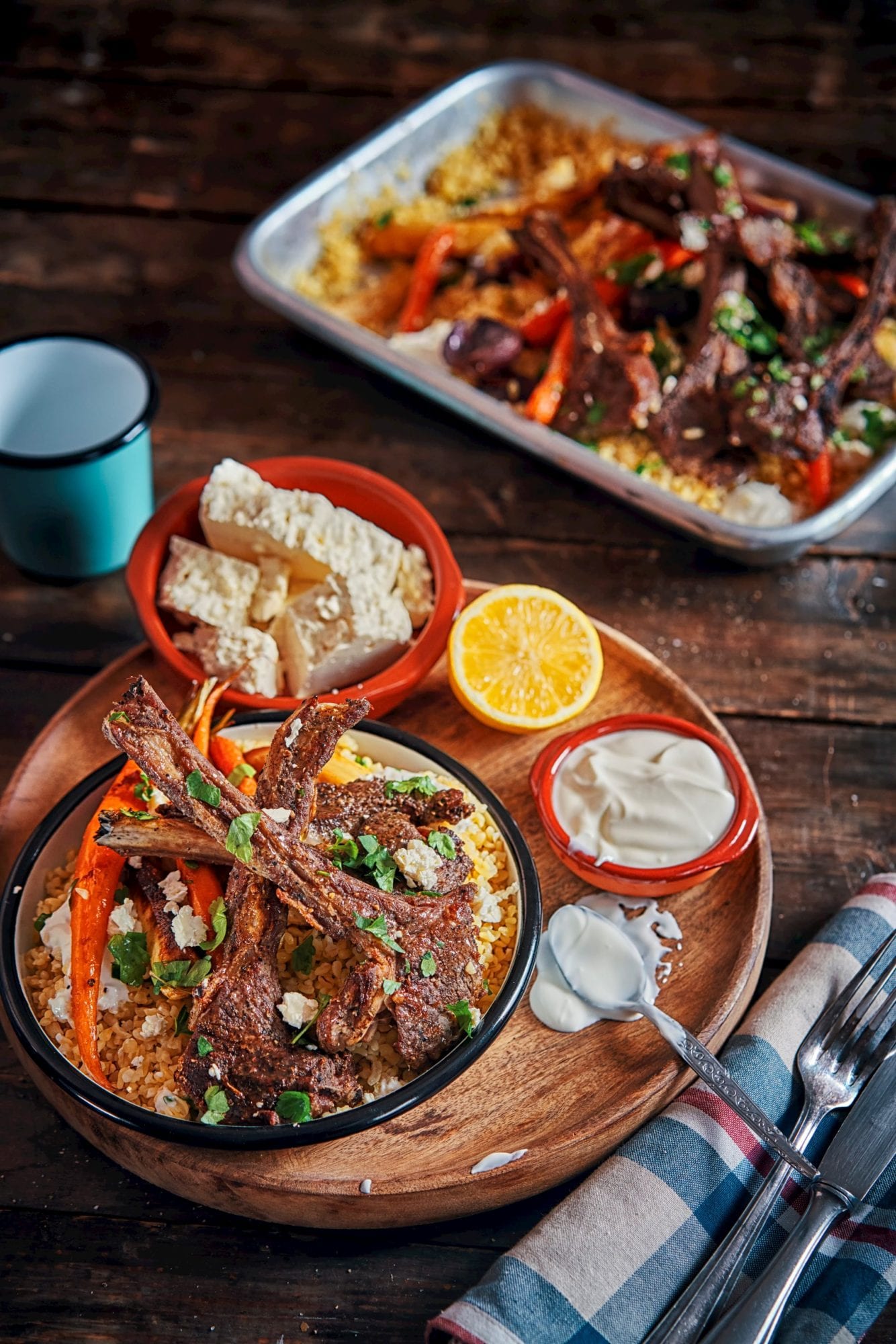 Grilled Moroccan-Spiced Lamb Chops with Harissa Yogurt Sauce