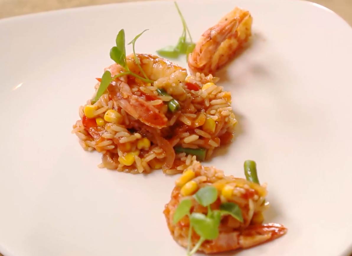 Spiced Seafood Jollof Rice with Tomatoes and Peppers