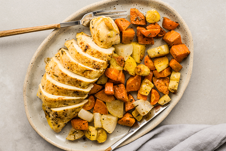 Pan-Seared Rosemary Chicken with Roasted Root Vegetables