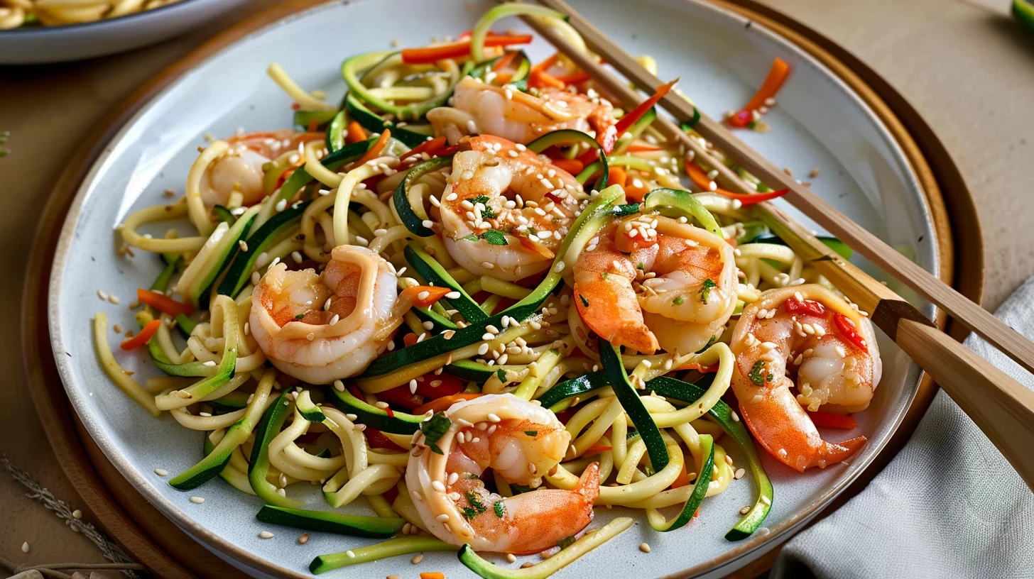 Stir-Fried Shrimp with Garlic and Zucchini Noodles