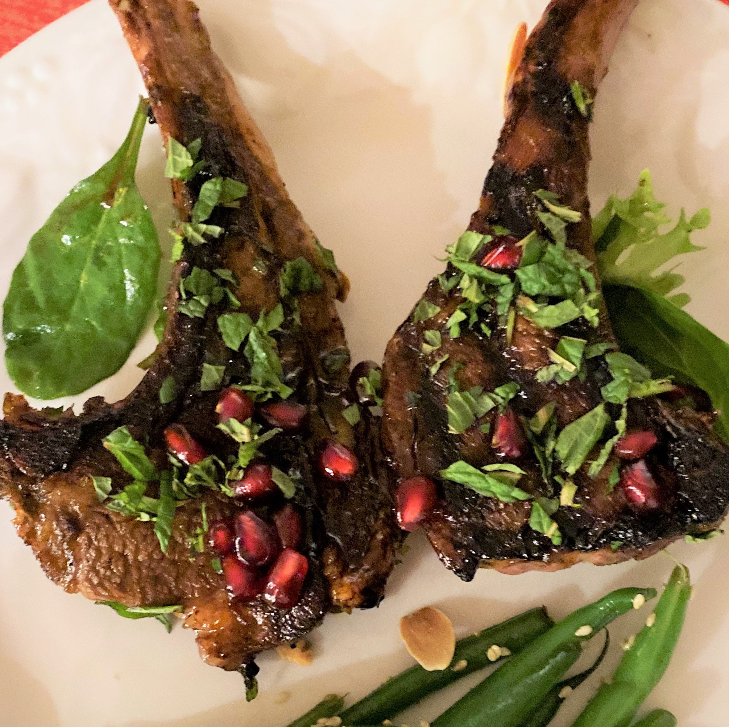 Rosemary-Garlic Lamb Chops with Pomegranate Glaze