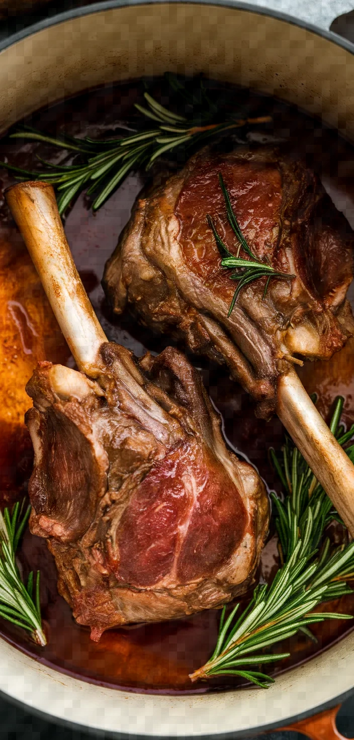Rustic Braised Lamb Shanks with Red Wine and Rosemary