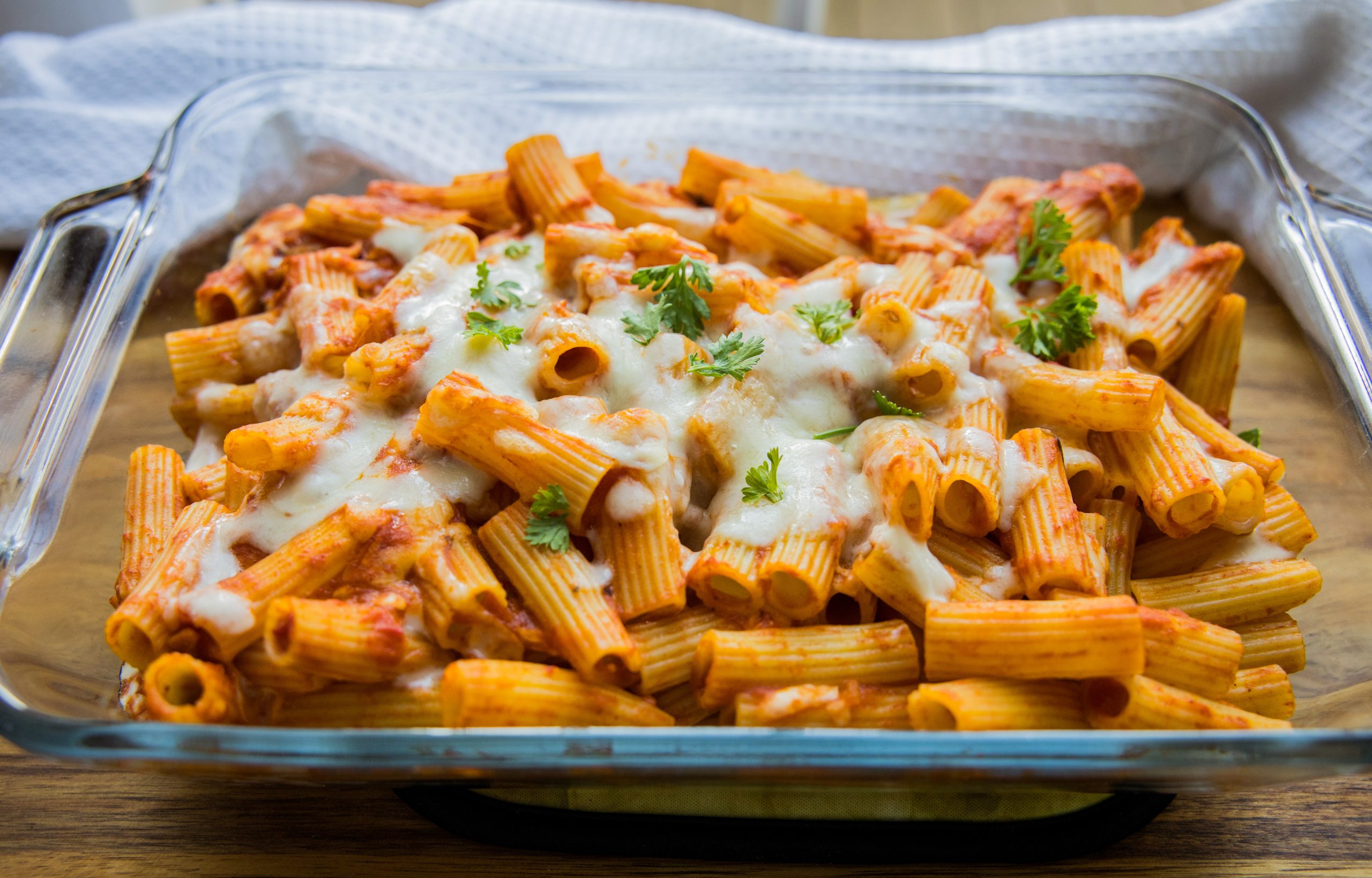 Baked Italian Rigatoni with Tomato and Mozzarella